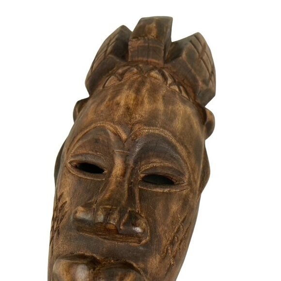 African Tribal Wood Mask Wall Hanging Hand Carved Plaque Folk Art u - Picture 4 of 7